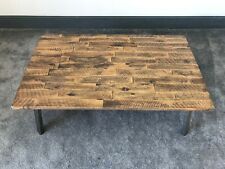 Used, Unique Rustic & Metal Coffee Table - Dark Oak Wood Block Effect Top Black Legs for sale  Shipping to South Africa