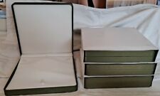 FOUR Large Olive Green PU Leatherette Necklace Jewellery Boxes 195 x 190 x 35mm for sale  LONDON