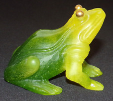 DAUM NANCY France GREEN Pate De Verre FROG GOLD EYES Please Read for sale  Shipping to South Africa