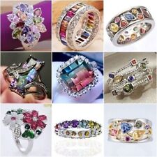Fashion 925 Silver Ring Women Cubic Zirconia Wedding Rings Jewelry Gifts Sz 6-10, used for sale  Shipping to South Africa