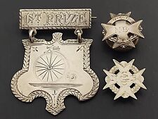 ANTIQUE 1800s HIGH WHEEL BICYCLE RACE 1ST PLACE MEDAL & CYCLE CLUB PINS for sale  Hadley