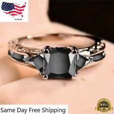 Used, Women Silver Plated Rings Jewelry Black Sapphire Elegant Gift Sz 5-11 Simulated  for sale  Los Angeles