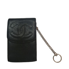 Autêntica bolsa chaveiro Chanel pele de caviar cor preta marca CoCo comprar usado  Enviando para Brazil