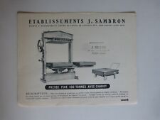 catalogue prospectus Ets j SAMBRON : presse fixe 100 tonnes avec chariot / cidre, occasion d'occasion  Saint-Romain-de-Colbosc