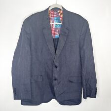 Blazer listrado Robert Graham 100% linho azul alfinete terno casaco masculino ajuste clássico 44 comprar usado  Enviando para Brazil