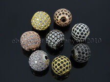 Zircon Gemstones Pave Round Ball Bracelet Connector Charm Beads Silver Gold Rose d'occasion  Expédié en Belgium