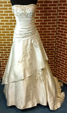 ETERNITY BRIDAL Ivory/Silver Strapless Satin Wedding Dress Full Train UK 10 for sale  Shipping to South Africa