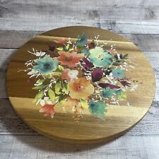 Pioneer Woman 12" Willow Floral Turning Lazy Susan Wood Revolving Server, used for sale  Shipping to South Africa