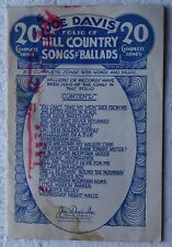 1930 Joe Davis Folio of Hill Country Songs & Ballads (Red River Valley, etc) for sale  Shipping to South Africa