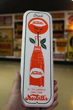 RARE 1950s DRINK NESBITT'S STAMPED PAINTED METAL SIGN CALIFORNIA ORANGE CRUSH, used for sale  Shipping to South Africa