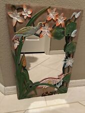 Vintage Hand Carved Wooden Polychrome Tropical Birds Mirror Honduras Folk Art for sale  Shipping to South Africa