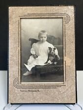 Fotografia antiga de criança com filhote de pit bull americano ~ Vidro em moldura ~ comprar usado  Enviando para Brazil