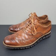 Cole Haan Shoes Mens 11 M Brown Leather ZeroGrand Wingtip Oxfords Casual Dress for sale  Shipping to South Africa