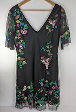 Black embroidered dress for sale  KIDWELLY