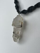 Pingente de fio de cristal natural bruto feito à mão com cordão de macramê 18"" comprar usado  Enviando para Brazil