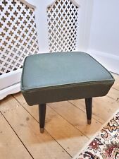 Lovely Retro Mid Century Green Covered Vinyl Footstool With Accent Legs for sale  Shipping to South Africa