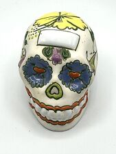 Crânio de cerâmica Calavera De Azucar. Pachuco México. 2,5 pol. de altura. 3 pol. L. pintado à mão, usado comprar usado  Enviando para Brazil