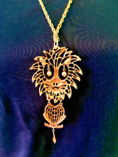 Alan Vintage Golden Lion long Gold Plate Pendant Golden Rope Chain Necklace 1970, used for sale  Shipping to South Africa