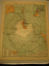 Südpolar Karte von 1912 mit Unerforschte Gebiete,Expeditionen u.a.Antique map till salu  Toimitus osoitteeseen Sweden