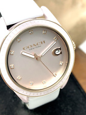 Relógio feminino Coach 14503264 caixa cerâmica rosa quartzo 36 mm pulseira de couro branco comprar usado  Enviando para Brazil