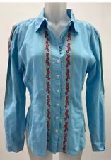 Camisa Johnny Was 3J Worshop azul floral bordada com botões tamanho G comprar usado  Enviando para Brazil