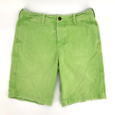 Pantalones cortos para hombre Abercrombie & Fitch Bermudas verdes bolsillos delanteros planos algodón 33 segunda mano  Embacar hacia Argentina