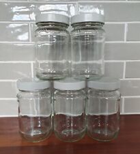 Bundle Job Lot x5 Empty Clear Glass Jars With White Screw Top Lids for sale  Shipping to South Africa