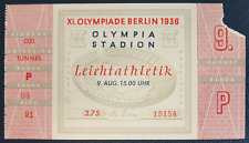 Jesse Owens 1936 Olympics Ticket Gold Medal 4x100m Running Olympics, used for sale  Shipping to South Africa