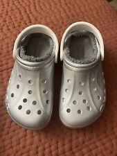 CROCS Classic Metallic Silver Clog Shoes Womens Size 6 Lined ~ WORN 1X!, used for sale  Shipping to South Africa