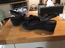 black patent wedge sandals for sale  CAMBORNE