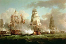 Arte de ensueño pintura al óleo paisaje marino buque de guerra veleros feroz batalla naval sobre lienzo segunda mano  Embacar hacia Argentina