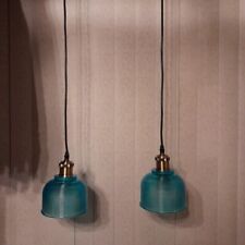 2 blue glass pendant lights for sale  Brooksville