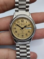 Vintage West End Watch Co Sowar Prima Automatic Day-Date Yellow Dial Men's Watch, used for sale  Shipping to South Africa