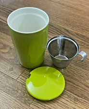 Taza de cerámica verde lima Tea Forte KATI tapa de vaso e infusor colador de metal segunda mano  Embacar hacia Mexico