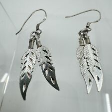 Used, Sterling Silver Diamond Cut Feather Hook Earrings 1.5” for sale  Shipping to South Africa
