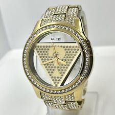 Relógio feminino GUESS ouro aço inoxidável cristais mostrador transparente 42 mm U0542L2 comprar usado  Enviando para Brazil