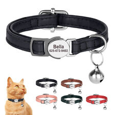 Used, Breakaway Personalised Cat Collar Bell Soft Leather Kitten Puppy ID Tag Engraved for sale  Shipping to South Africa