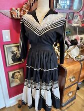 1950s Black White Silver Rick Rack 2 Piece Patio Set Full Circle Skirt Western for sale  Shipping to South Africa