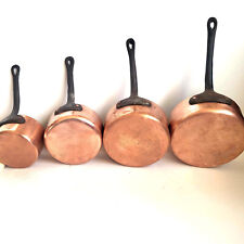 Used, Copper Saucepans Set of 4 Cooking Pot Iron Handle Vintage Hanging Saute Pans for sale  Shipping to South Africa