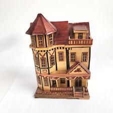 Caixa de bugigangas vintage feita à mão de madeira balsa palha casa vitoriana, usado comprar usado  Enviando para Brazil