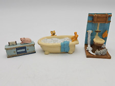 3 móveis vintage para bonecas banheira, vaso sanitário, armário baixo banheiro temático para gatos  comprar usado  Enviando para Brazil
