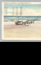 Commercial Fishing Boat LONG BEACH ISLAND New Jersey Shore Vintage Linen 1949 for sale  USA