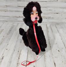 Poodle de pelúcia vintage 12" pintado de borracha marrom cachorro bicho de pelúcia na coleira, usado comprar usado  Enviando para Brazil