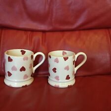 2 well used emma bridgewater pink heart mugs 1/2 Pints for sale  ENNISKILLEN
