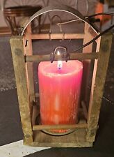 Antigua linterna rústica primitiva hecha a mano de madera y hojalata linterna vela de granero siglo XIX segunda mano  Embacar hacia Mexico
