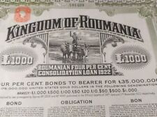 Rumania 1922 Reino Rumania 1000 cupones de oro esterlina obligación de préstamo de bonos segunda mano  Embacar hacia Mexico