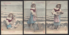 Lote de cartões postais antigos 3-French-Girl-Baby-Seashore-Le Nouveau Moise-The New Moses, usado comprar usado  Enviando para Brazil