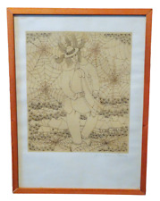 Croata Ivan Lackovic naive painter 1982 pencil hand signed ink wooden frame, used for sale  Shipping to South Africa