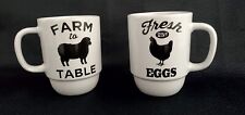 2 tazas de café vintage de granja a mesa huevos frescos taza tema granja decoración segunda mano  Embacar hacia Argentina