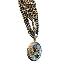 Coldwater Creek Silver Leaf Locket Necklace with Multi Beaded Chain  for sale  Shipping to South Africa